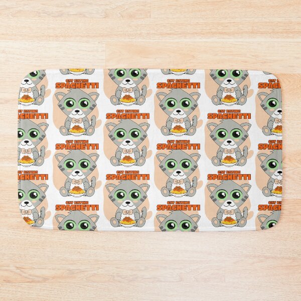 Aperçu de l'œuvre chat mangeant des spaghettis créée et vendue par Design_for_merch.