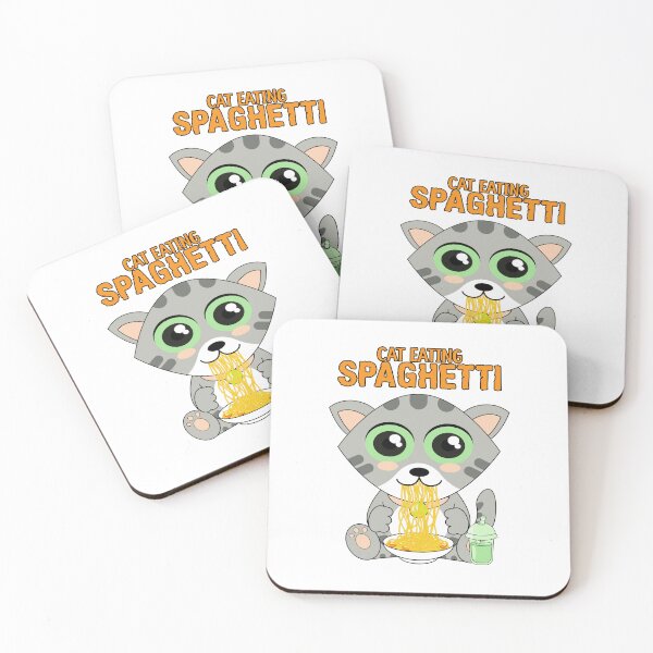 Item preview, cat eating spaghetti designed and sold by Design_for_merch.