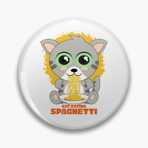 Aperçu de l'œuvre chat mangeant des spaghettis créée et vendue par Design_for_merch.