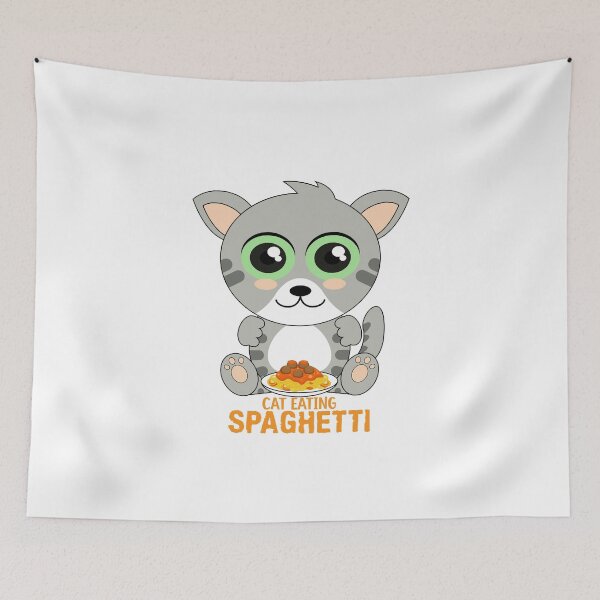 Item preview, cat eating spaghetti designed and sold by Design_for_merch.
