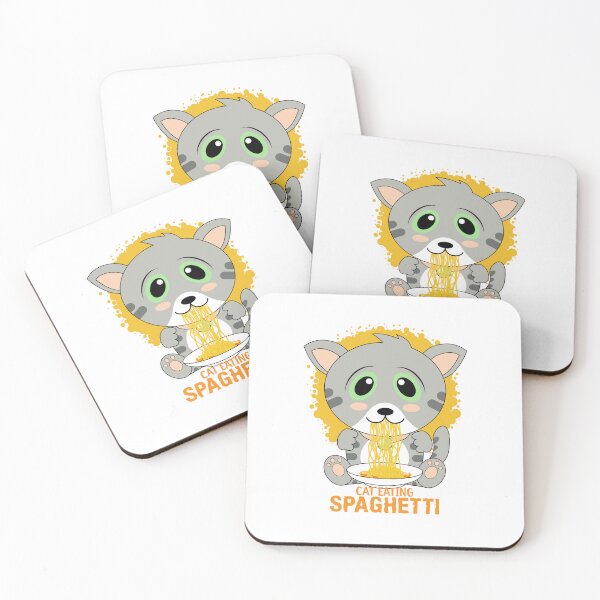 Item preview, cat eating spaghetti designed and sold by Design_for_merch.