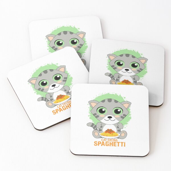 Item preview, cat eating spaghetti designed and sold by Design_for_merch.