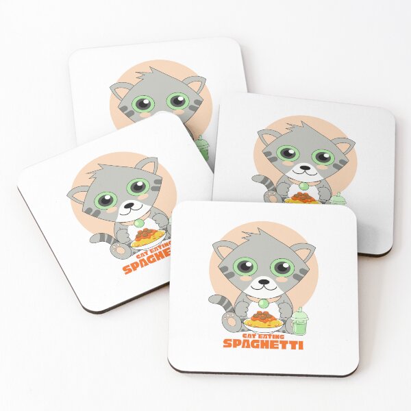 Item preview, cat eating spaghetti designed and sold by Design_for_merch.