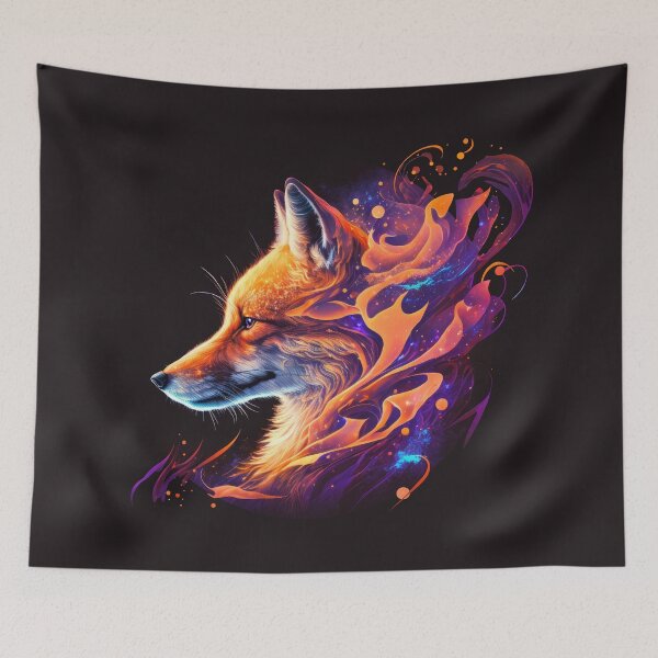 Item preview, Glowing Fox with Abstract Neon Swirls designed and sold by Mythic-Dream.