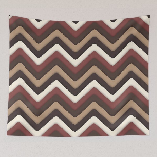 Item preview, Retro 1970's Aesthetic ZigZag Wave Pattern, Coffee and Cream designed and sold by MadfishDesigns.