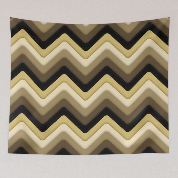 Item preview, Retro 1970's Aesthetic ZigZag Wave Pattern, Gold and Brown designed and sold by MadfishDesigns.