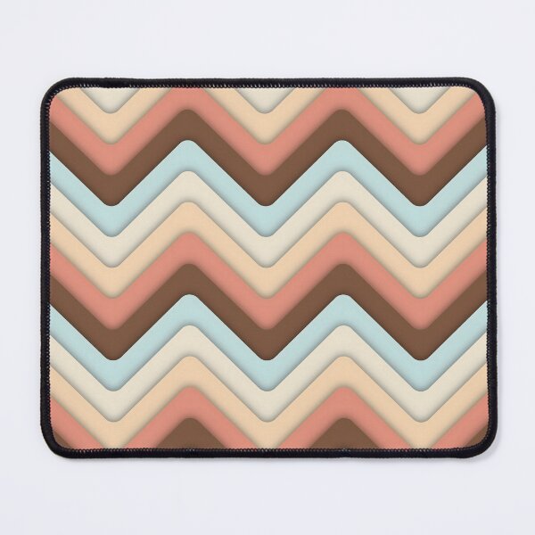 Item preview, Retro 1970's Aesthetic ZigZag Wave Pattern, Cream, Blue and Brown designed and sold by MadfishDesigns.