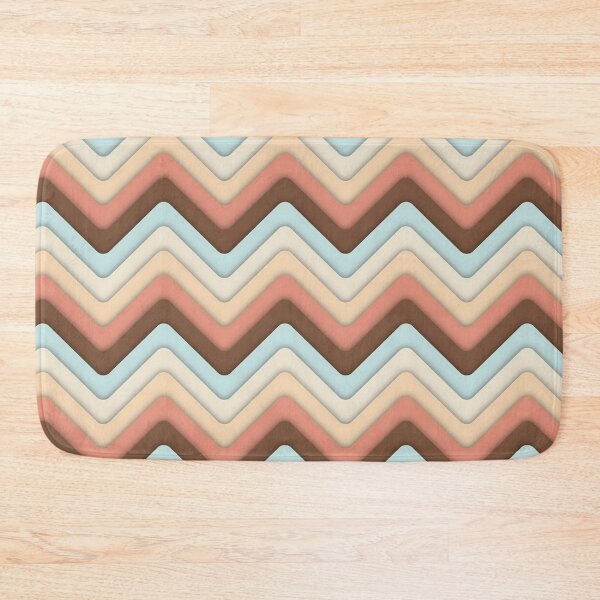 Item preview, Retro 1970's Aesthetic ZigZag Wave Pattern, Cream, Blue and Brown designed and sold by MadfishDesigns.