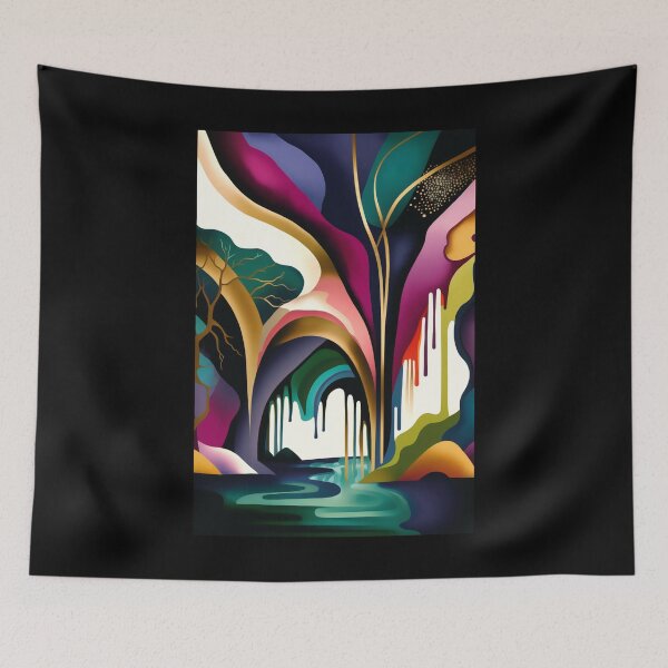 Item preview, Chasing Waterfalls Abstract in Lush Purple, Teal and Gold designed and sold by Orianah.