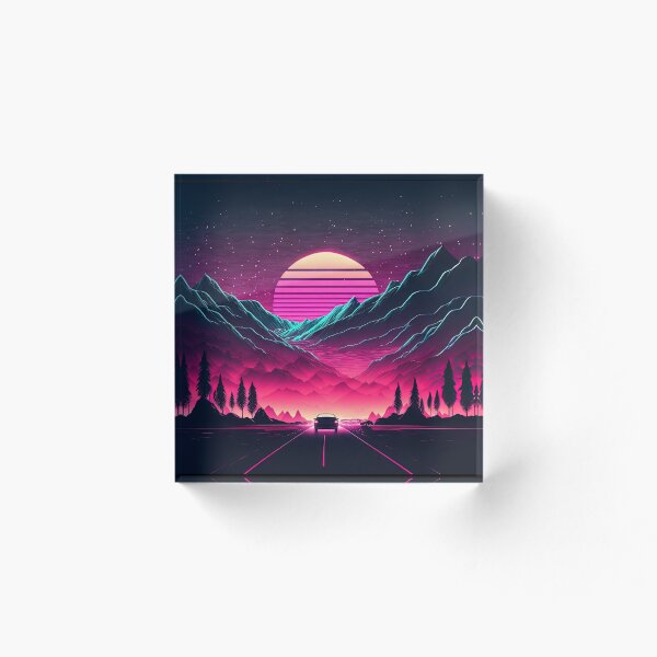 Item preview, Neon Horizons: A Synthwave Mountain Drive designed and sold by Mullet Monkey.