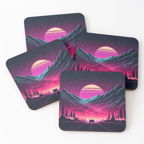 Item preview, Neon Horizons: A Synthwave Mountain Drive designed and sold by Mullet Monkey.