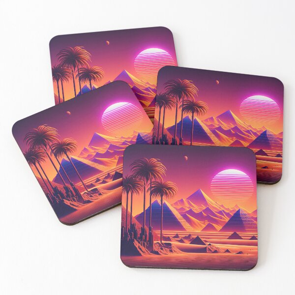 Item preview, Electro-Chromatic Oasis: A Retrowave Pyramid Landscape designed and sold by Mullet Monkey.