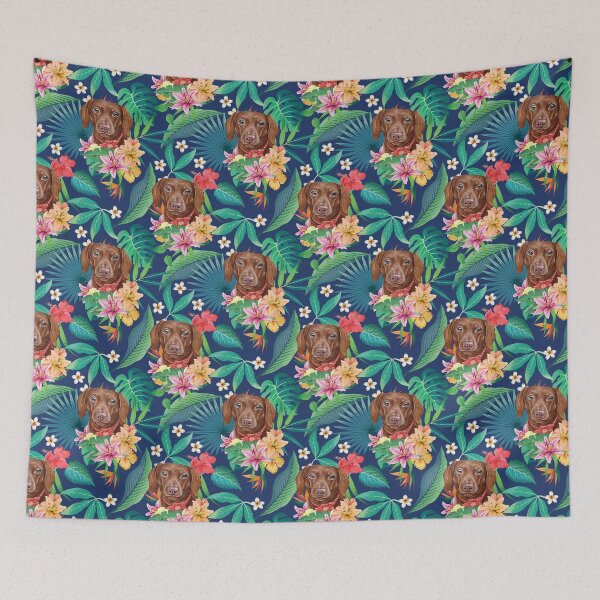Item preview, Tropical Chocolate Dachshund Doxie Puppy designed and sold by lulupetart.