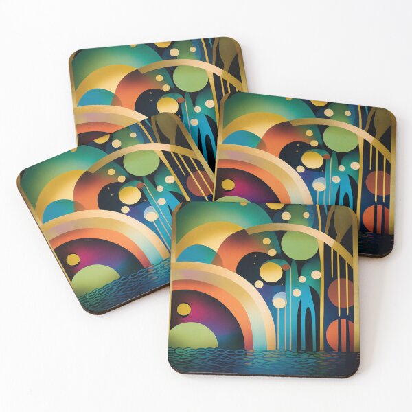 Item preview, Chasing Waterfalls Abstract in Lush Purple, Teal and Gold designed and sold by Orianah.