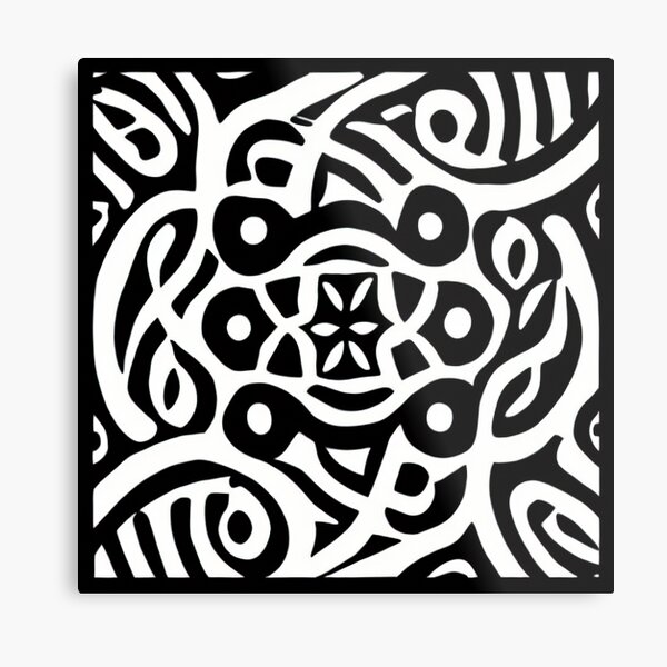 Black And White Semi Spirals Metal Print