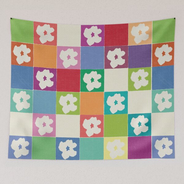 Item preview, DP281-2 Floral Checkerboard Pattern designed and sold by DuckyRubin.