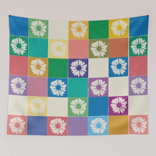 Item preview, DP281-4 Floral Checkerboard Pattern designed and sold by DuckyRubin.