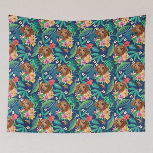 Item preview, Tropical Red Dachshund Doxie 2 designed and sold by lulupetart.