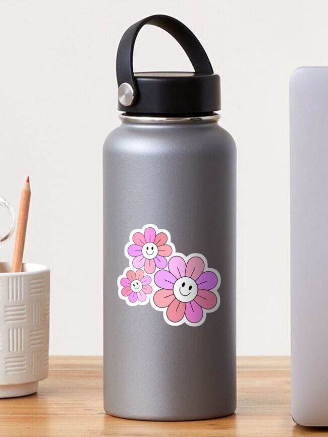 Preppy Peach Orange Hippie Flower Water Bottle