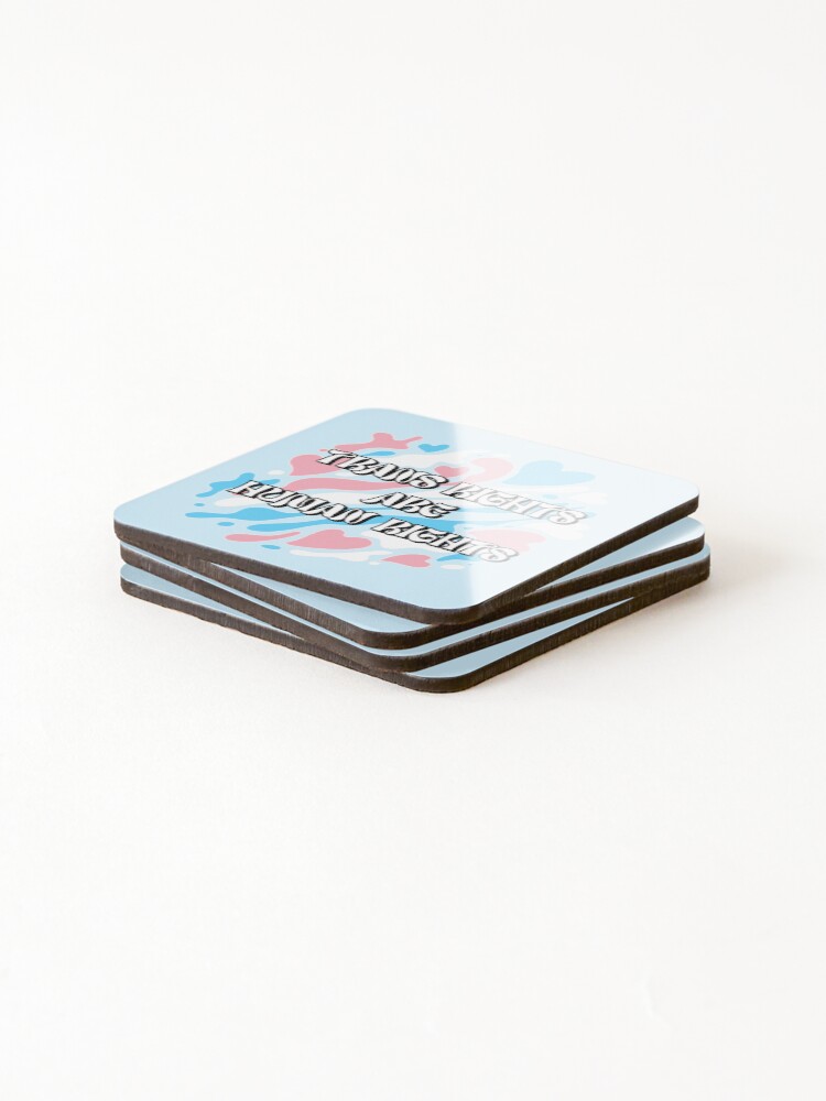 Thumbnail 4 of 5, Coasters (Set of 4), Trans Rights Are Human Rights designed and sold by everything4eva.
