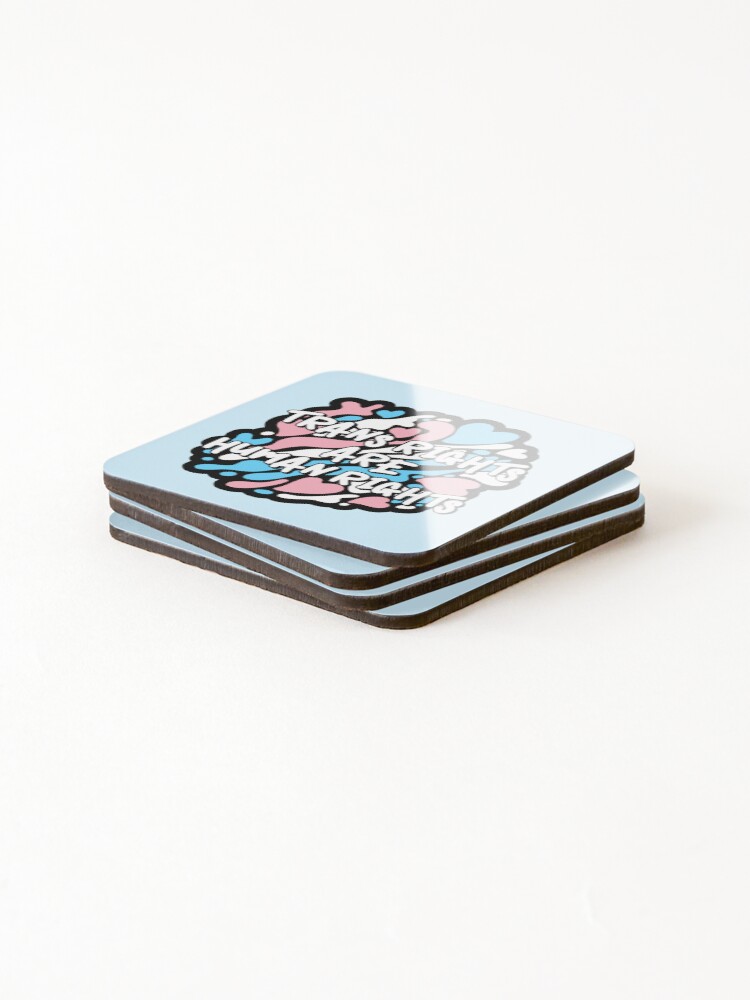 Thumbnail 4 of 5, Coasters (Set of 4), Trans Rights Are Human Rights designed and sold by everything4eva.