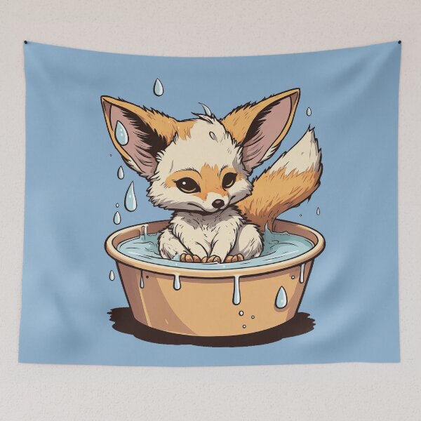 Item preview, Cute Cartoon Fennec Fox Taking a Bath designed and sold by quick-drops.