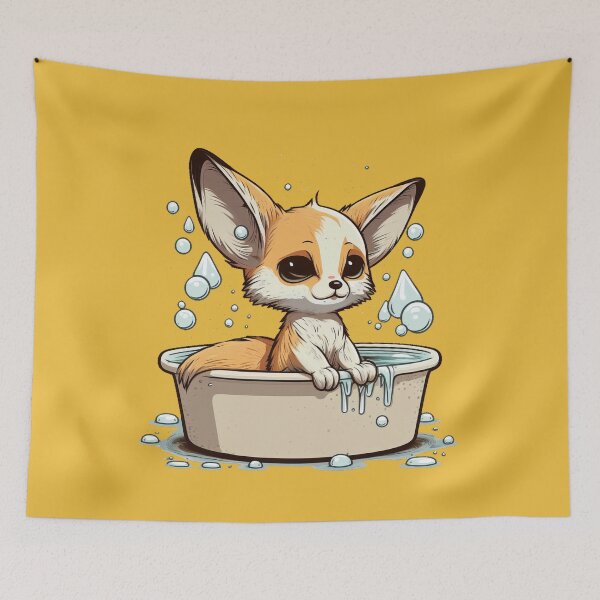 Item preview, Cartoon Baby Fox in a Bath Tub designed and sold by quick-drops.