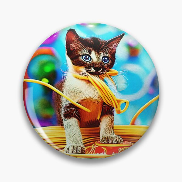 Item preview, *FUNNY PAINTING ILLUSTRATION OF A SIAMESE KITTEN EATING SPAGHETTI IN A SPAGHETTI FESTIVAL AND CARNIVAL ATMOSPHERE* designed and sold by Ralek.