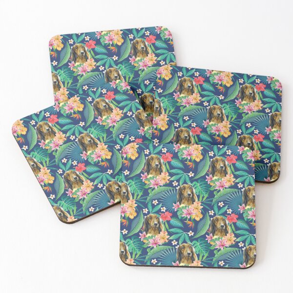 Item preview, Tropical Long Haired English Cream Dachshund Doxie 2 designed and sold by lulupetart.