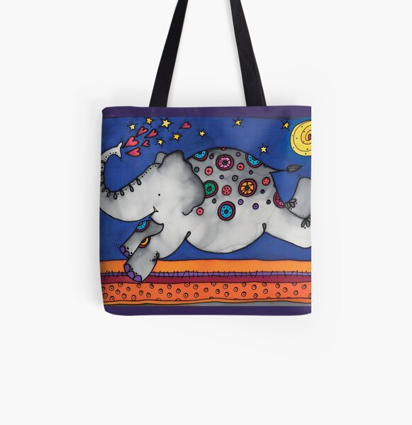 Whimsical elephant, Felicity, will make you smile All Over Print Tote Bag