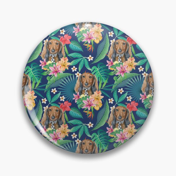 Item preview, Tropical Long Haired Shaded Red Dachshund Doxie  designed and sold by lulupetart.