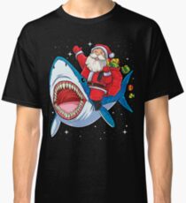 Santa Riding Shark T Shirt Christmas Gifts Galaxy Space Tees Classic T-Shirt