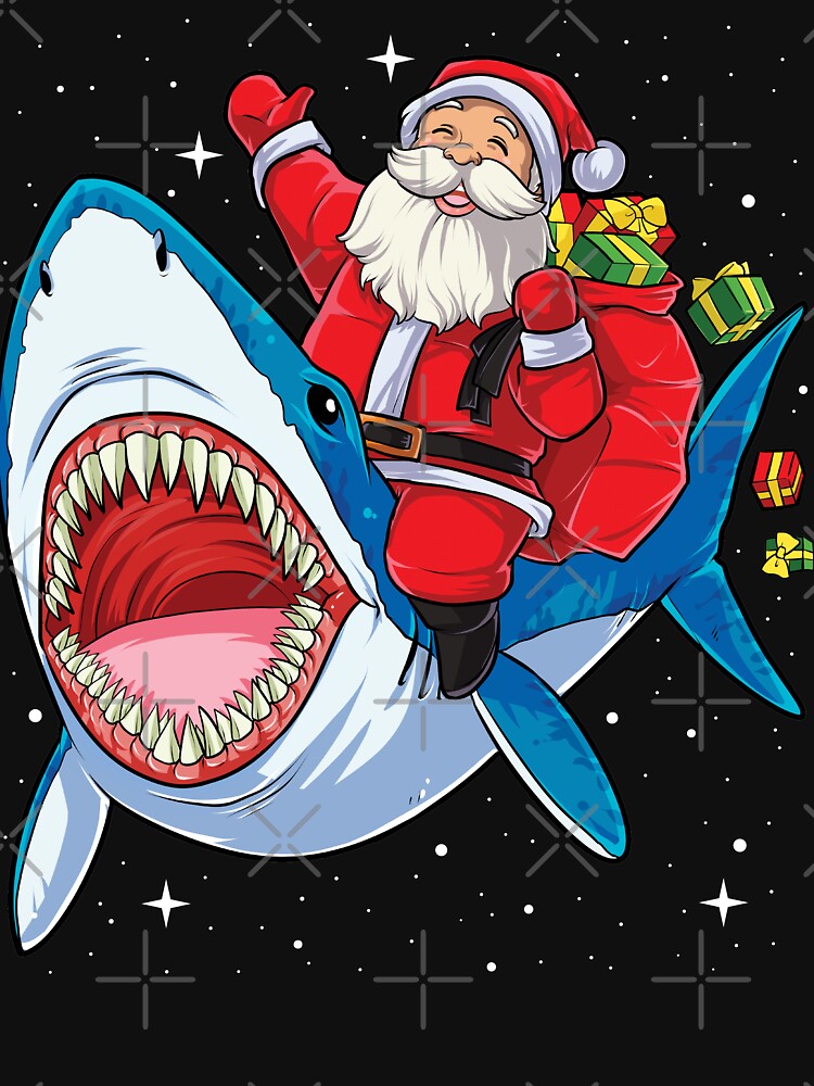 Disover Santa Riding Shark  Christmas Gifts Galaxy Space Tees  T-Shirt