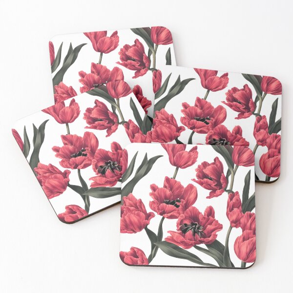Item preview, Red parrot tulips pattern  designed and sold by Edith Leyster.