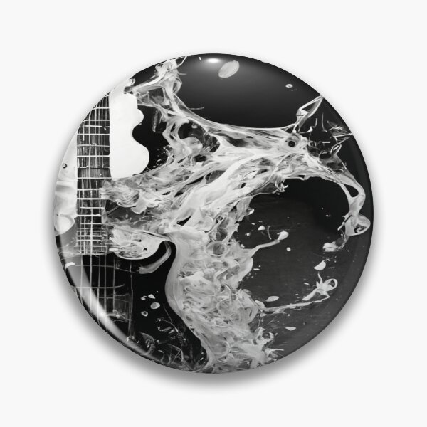 Item preview, Commercial Guitar Art With Water and Flames In Black & White designed and sold by Unwind-Art-Work.