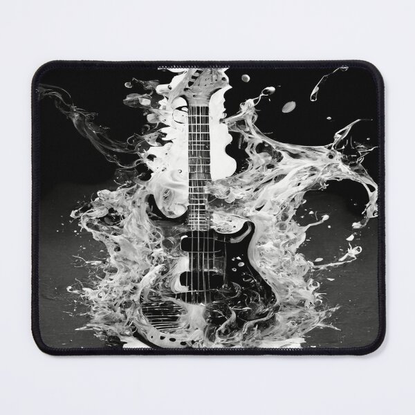 Item preview, Commercial Guitar Art With Water and Flames In Black & White designed and sold by Unwind-Art-Work.