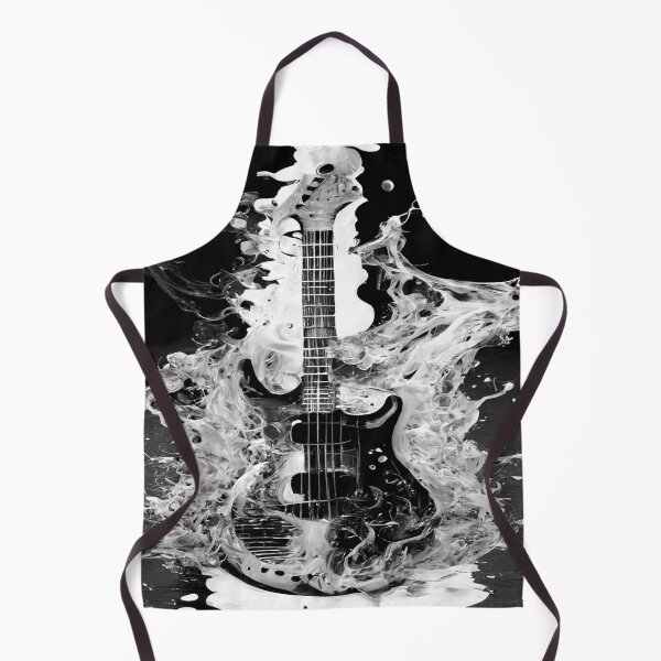 Item preview, Commercial Guitar Art With Water and Flames In Black & White designed and sold by Unwind-Art-Work.
