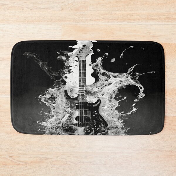 Item preview, Commercial Guitar Art With Water and Flames In Black & White designed and sold by Unwind-Art-Work.