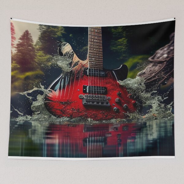 Item preview, Commercial Guitar Art With Water Splashing In The Forest designed and sold by Unwind-Art-Work.