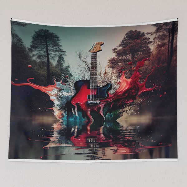 Item preview, Commercial Guitar Art With Water Splashing In The Forest designed and sold by Unwind-Art-Work.