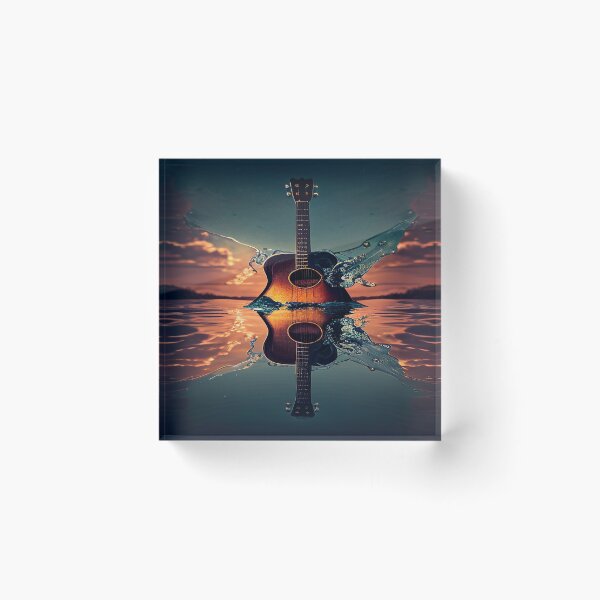 Item preview, Commercial Guitar Art With Water Splashing In The Sunset designed and sold by Unwind-Art-Work.