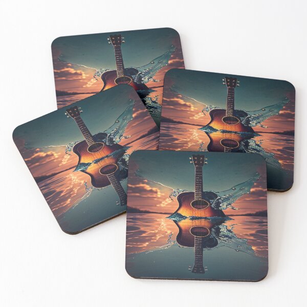Item preview, Commercial Guitar Art With Water Splashing In The Sunset designed and sold by Unwind-Art-Work.