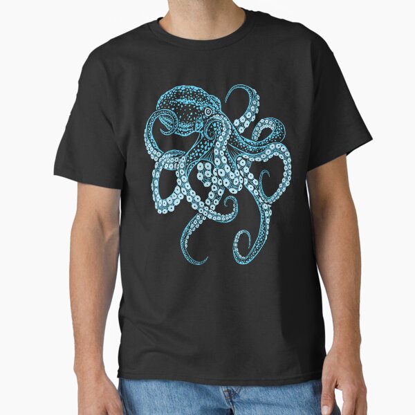 Vista previa del artículo con la obra «Pulpo kraken azul de aguas profundas en posición de combate», diseñado y vendido por crisp002.
