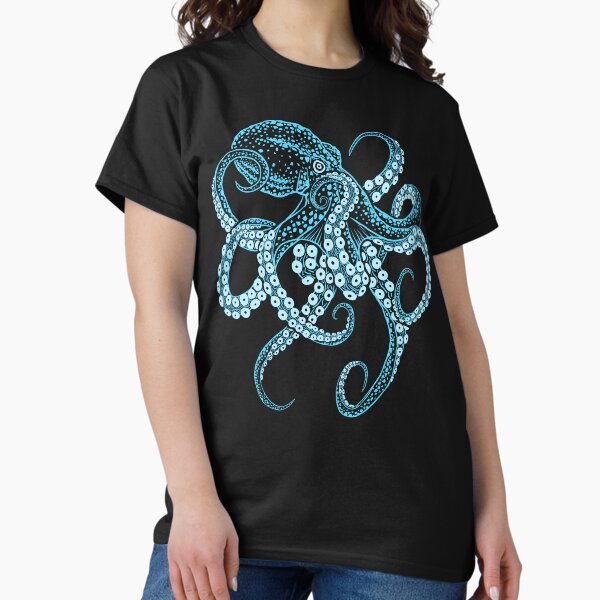 Artikel-Vorschau von Tiefseeblauer Kraken-Oktopus in Kampfhaltung, designt und verkauft von crisp002.