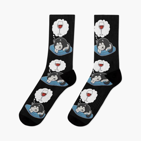 Item preview, Alaskan Malamute dreaming about Red Wine designed and sold by DoggieDelights.