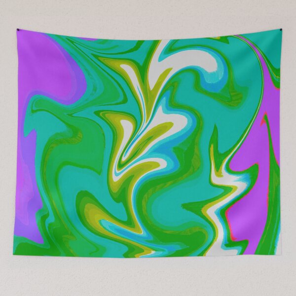 Item preview, Modern Swirl Abstract Pattern Neon Tones, Green Tones, Neon Green, Neon Blue, Purple, White, Green and Purple Design designed and sold by theprintedclub.