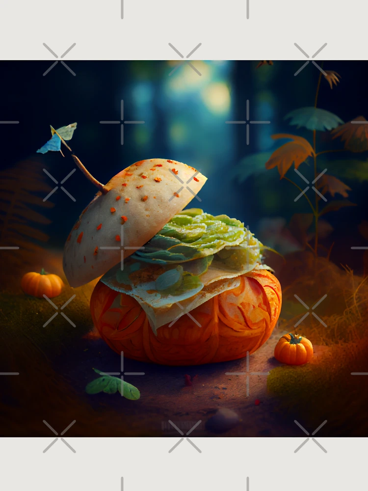 Thumbnail 6 von 6, Premium Oversized Pullover, Tortilla and Pumpkin in the Garden Digital Painting designt und verkauft von CodeAndColors.