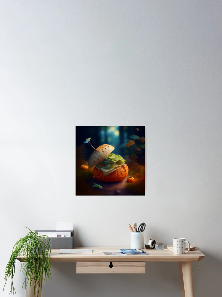 Imagen 2 de 3, Póster con la obra Tortilla and Pumpkin in the Garden Digital Painting, diseñada y vendida por CodeAndColors.