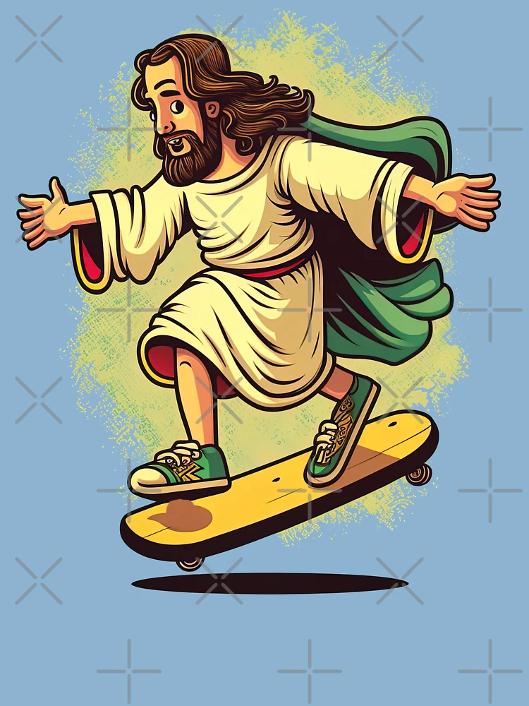 Jesus T-pose With Skateboard Everclear Meme Crewneck 