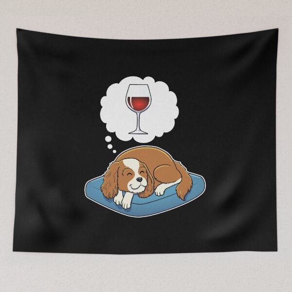 Item preview, Cavalier King Charles Spaniel dreaming about Red Wine designed and sold by DoggieDelights.